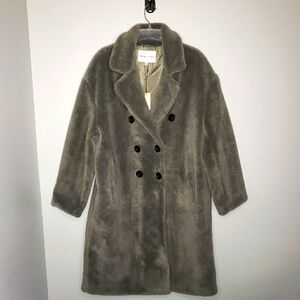 NWT Rebecca Minkoff Gray Faux Shearling Sherpa Teddy Coat